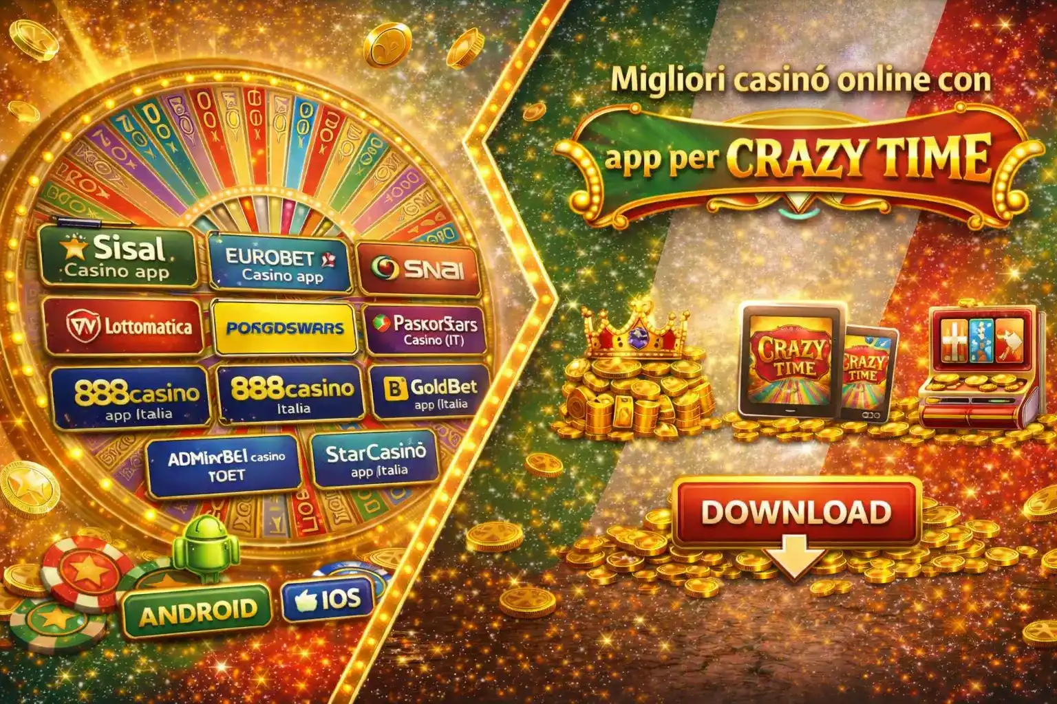 Migliori casinó online con app per CRAZY TIME